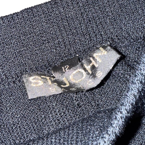 St John vintage Black Knit Wide Leg Pull On Pants Women's Size 12 - Picture 4 of 5